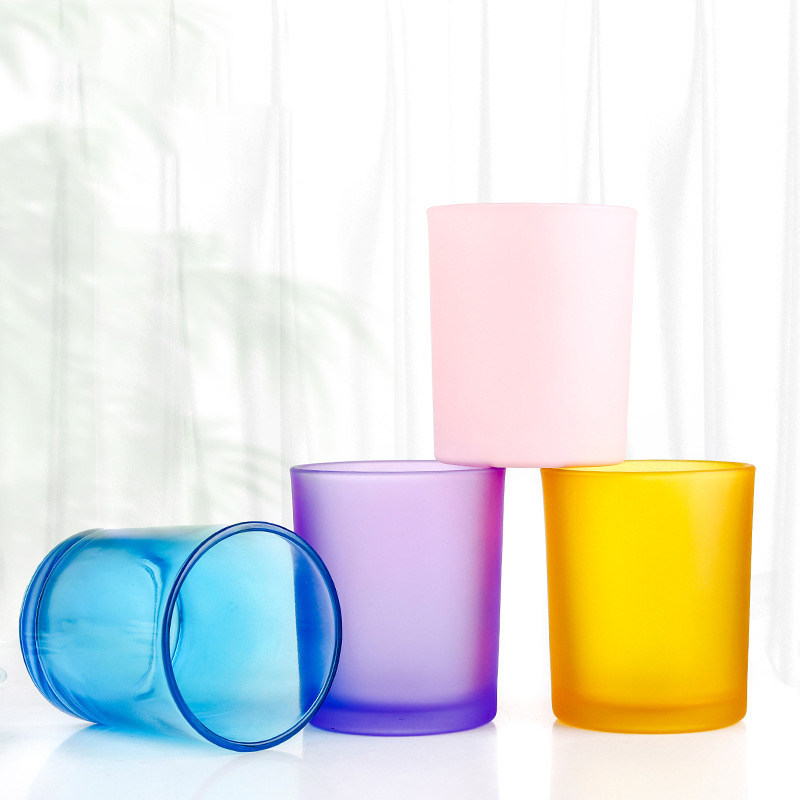 Simple and Colorful Frosted Aromatherapy Glass Candle Holder with Lid and Large Mouth Candle Cup Decoration