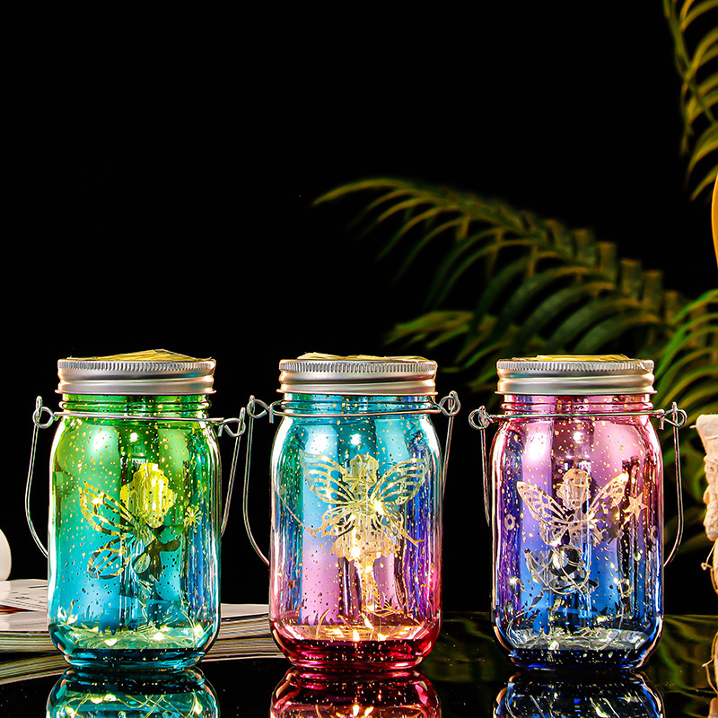 Solar Mason Jar Light Led Elf Lantern Outdoor Garden Yard Hanging Light Elf Mason Bottle Lamp