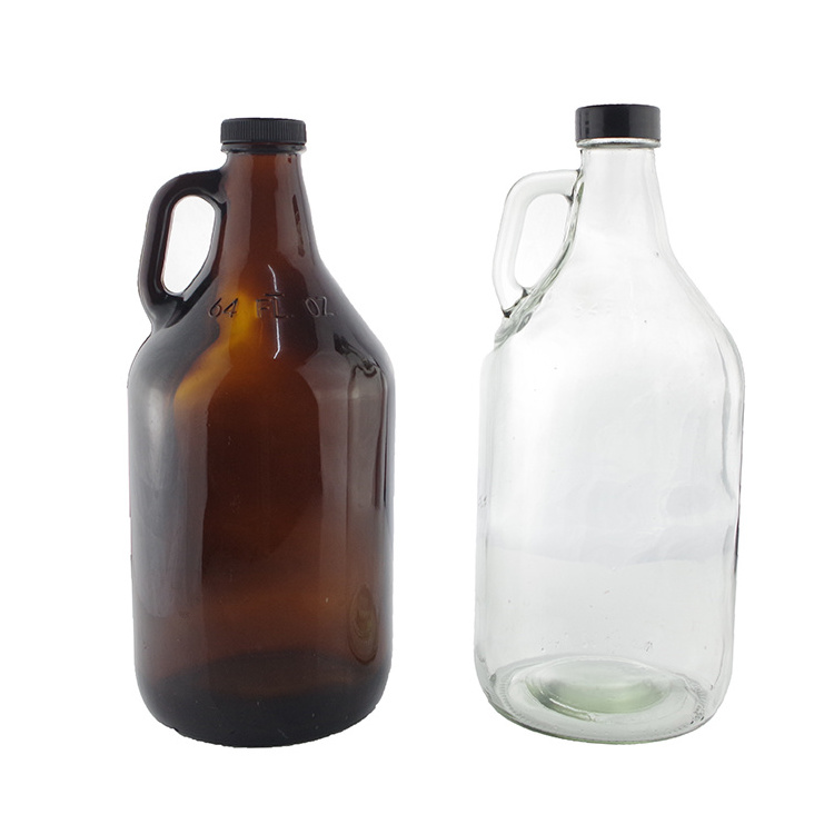 1 Gallon Glass Jugs with Handle and Cap, 128oz Water Bottle with Seal Lid for Wine Jugs