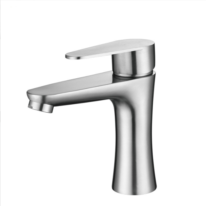 SUS304 stainless steel washbasin hot and cold water faucet basin small waist brushed bathroom faucet