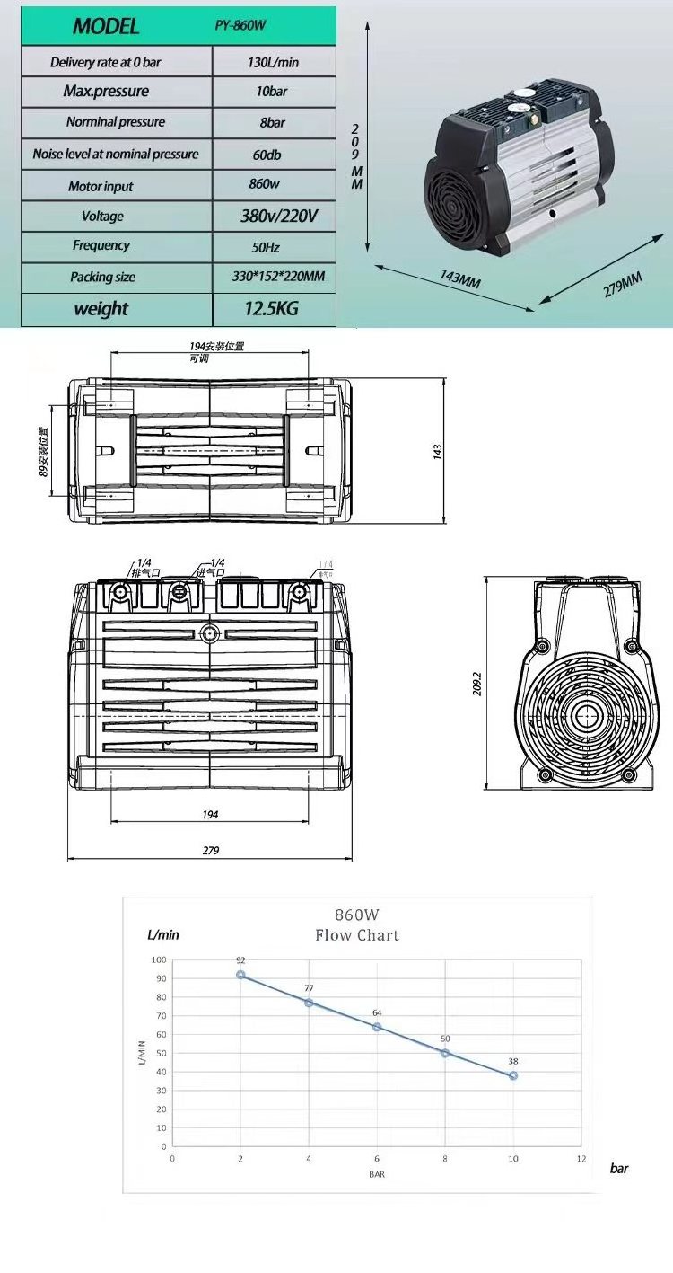 Sand Blasting And Pet Bottle Blowing Machine Aircompressor High Pressure Mini Portable Air Compressor