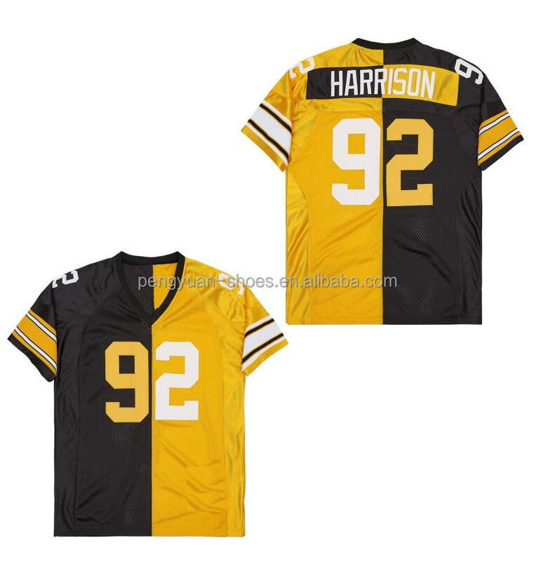 Best Quality #43 Troy Polamalu #12 Terry Bradshaw #36 Jerome Bettis Black/Gold Split American Football Jersey