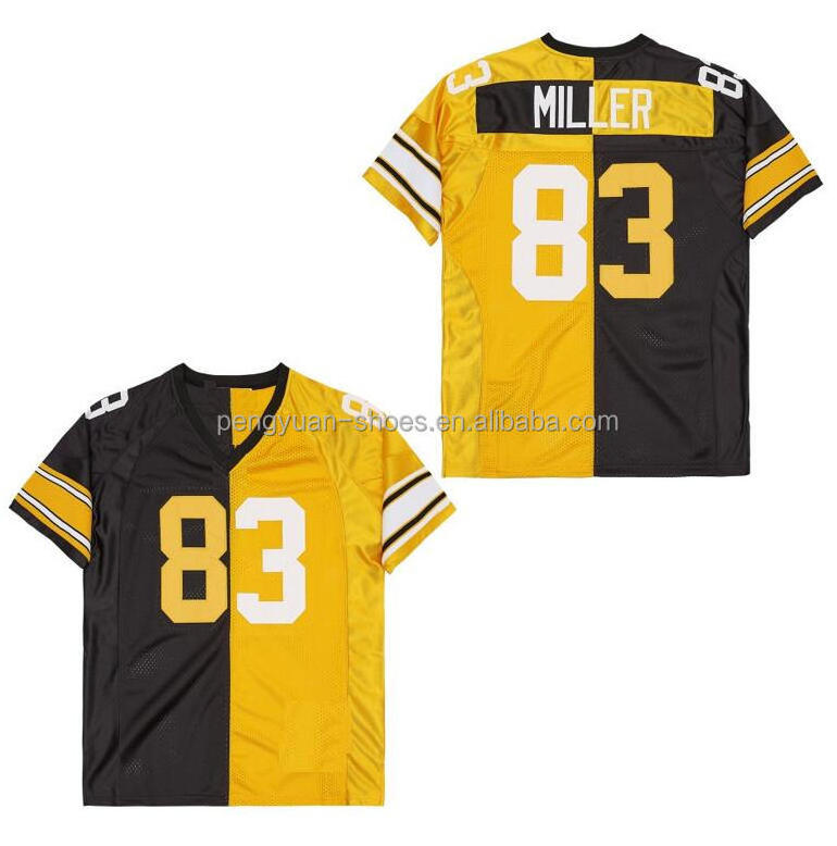 Best Quality #43 Troy Polamalu #12 Terry Bradshaw #36 Jerome Bettis Black/Gold Split American Football Jersey