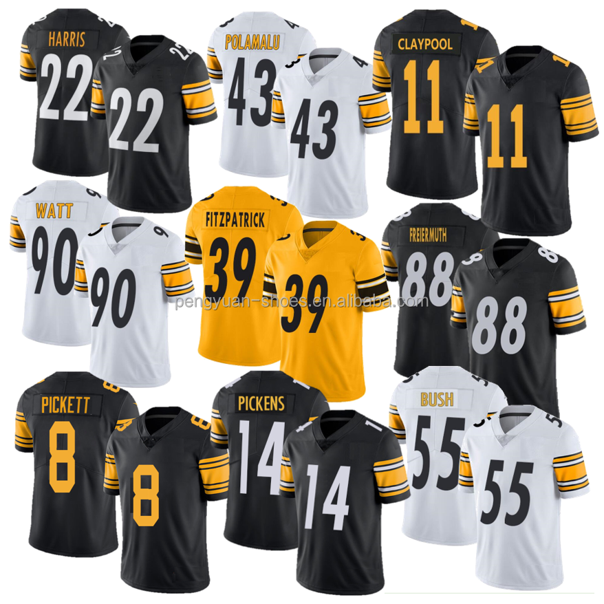 Best Quality #8 Kenny Pickett #14 George Pickens #39 Minkah Fitzpatrick #43 Troy Polamalu #90 T.J. Watt American Football Jersey