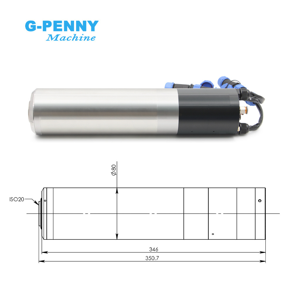 2.2kw Water Cooled Spindle ATC Spindle Motor 220v Rotating spdeed 24000rpm 2Pole 400Hz IS020-15