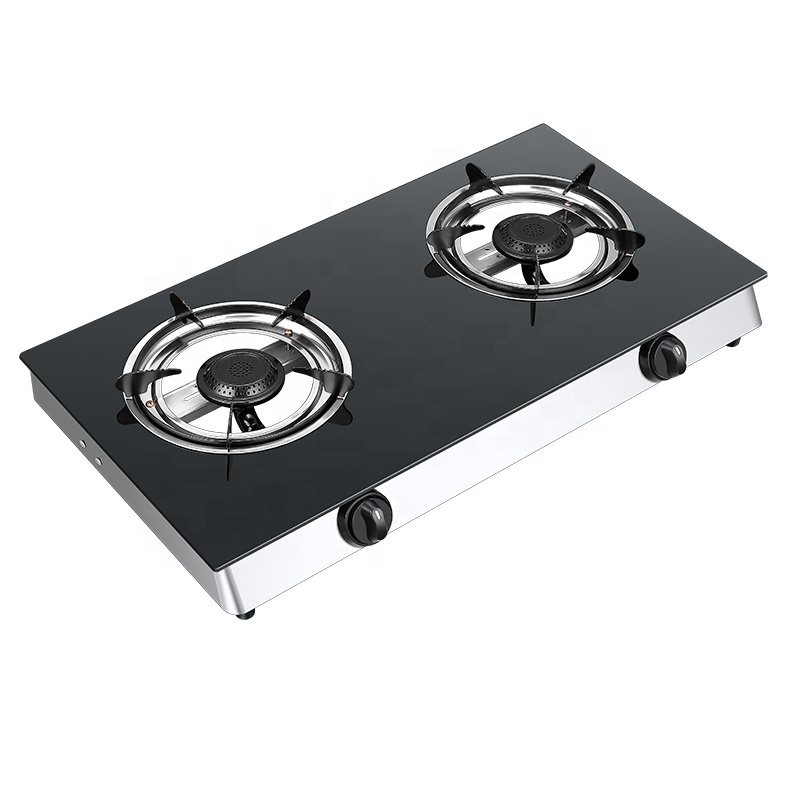 wholesale OEM custom low price 2 burners gas cooker  tempered glass gas cooker stove cooktop kitchen appliance