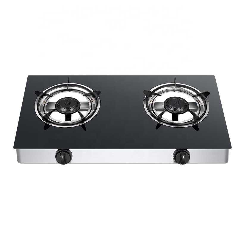 wholesale OEM custom low price 2 burners gas cooker  tempered glass gas cooker stove cooktop kitchen appliance