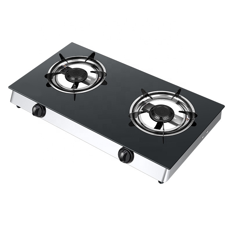 wholesale OEM custom low price 2 burners gas cooker  tempered glass gas cooker stove cooktop kitchen appliance