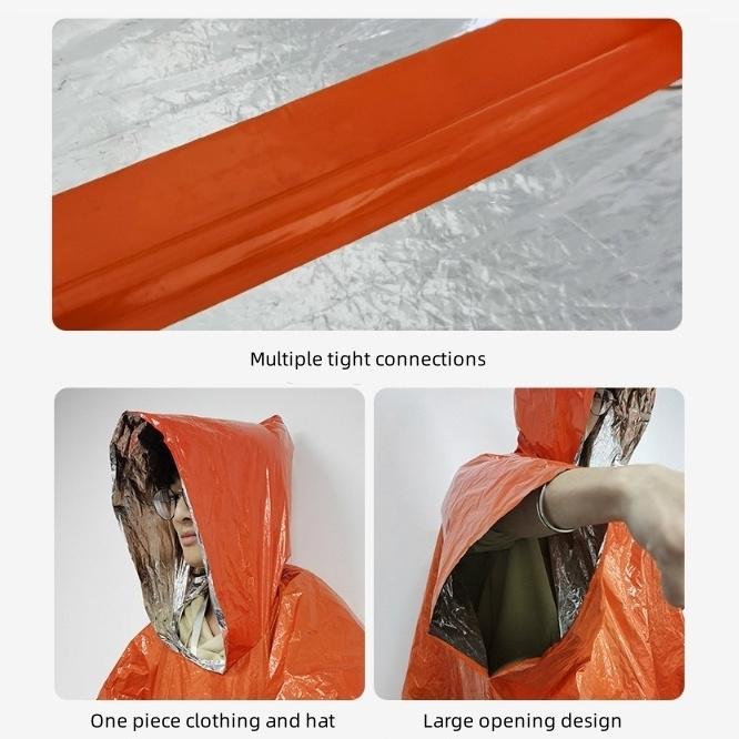 Emergency Rain Poncho Reusable Weather Resistant Raincoat for Camping Hiking Emergency Supplies Survival Kits