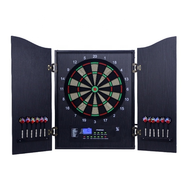 Professional LCD Display Deluxed Cabinet Electronic Dartboard with 6 darts 24 extra tips