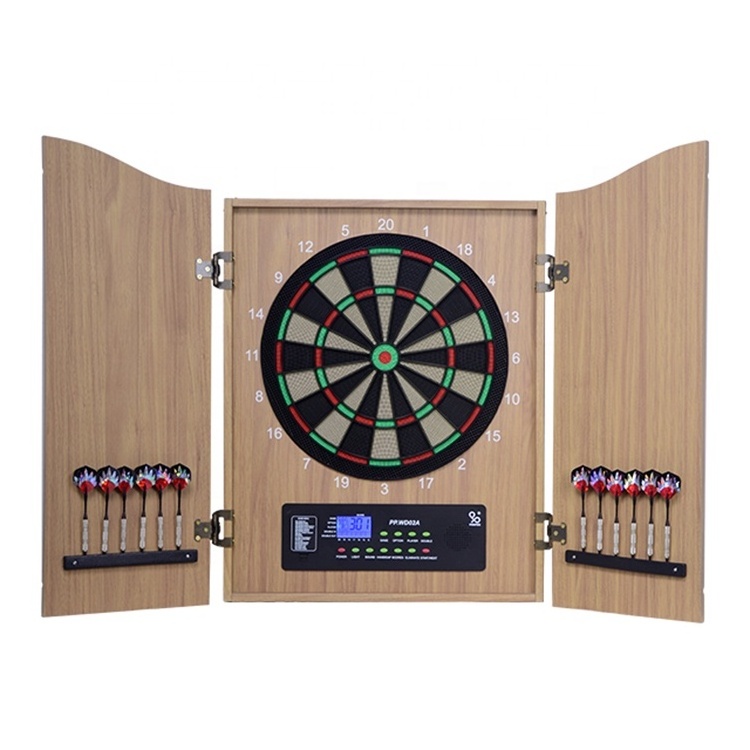 Professional LCD Display Deluxed Cabinet Electronic Dartboard with 6 darts 24 extra tips