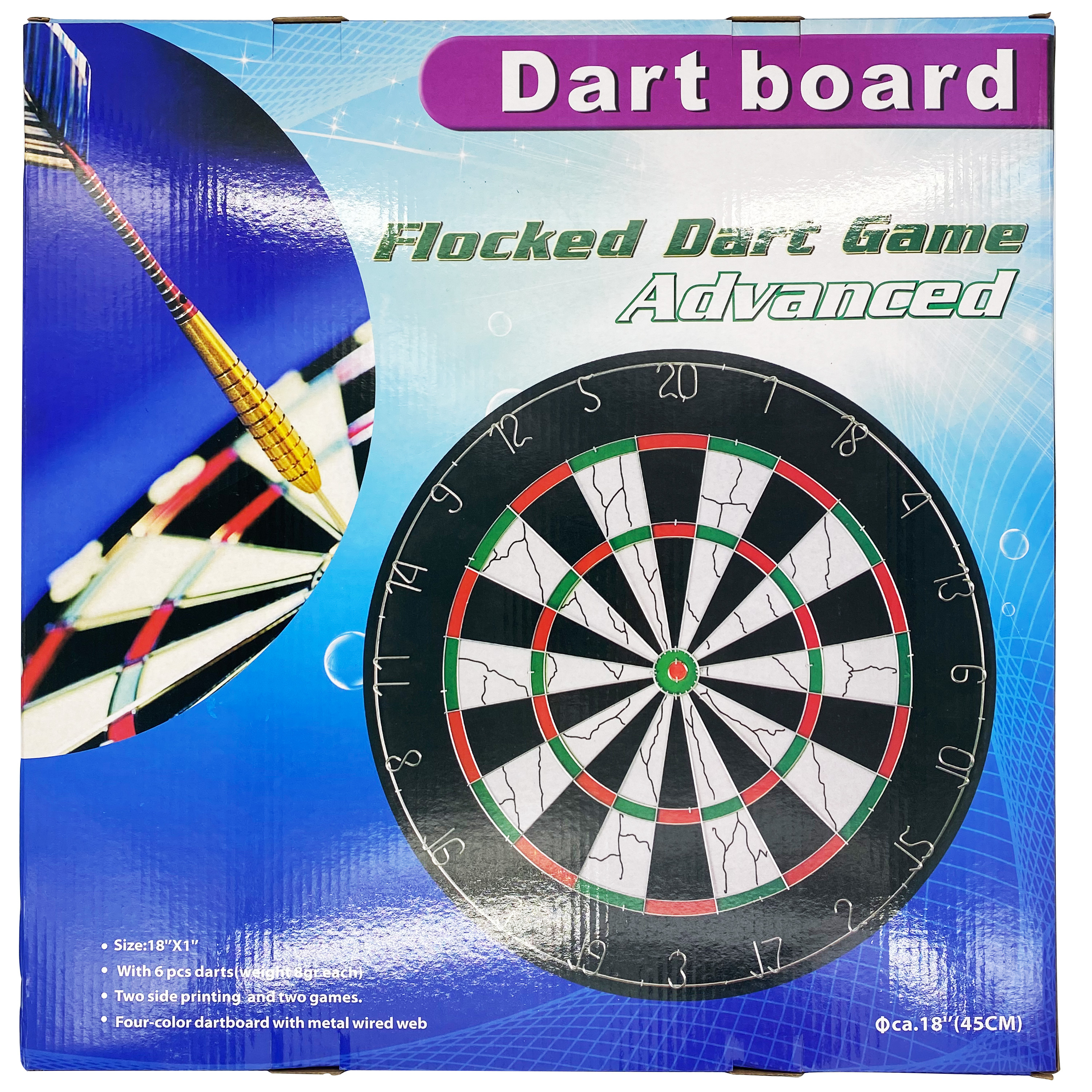 China supplier high quality indoor game dart board custom dartboard professional 18 inch flocked dartboard