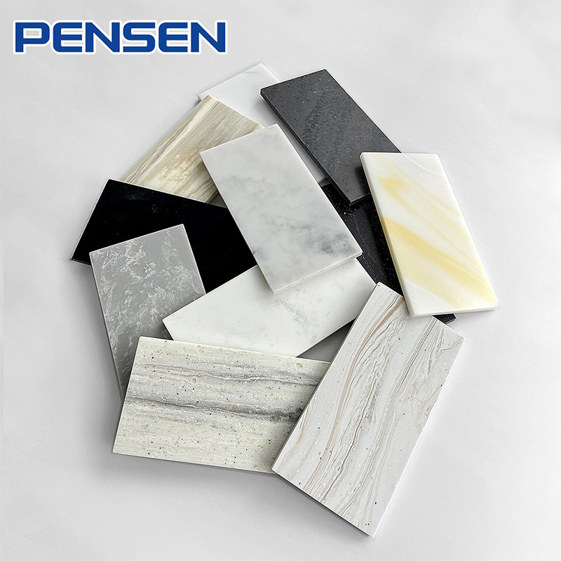 Factory acrylic solid surface Sheet artificial faux marble texture stone slabs price For shower wall cladding countertop bartop