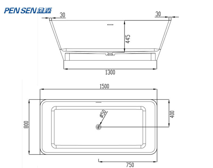 PENSEN Supplier best acrylic bathtub price india acrylic sheet for bathtub artificial stone bathtub