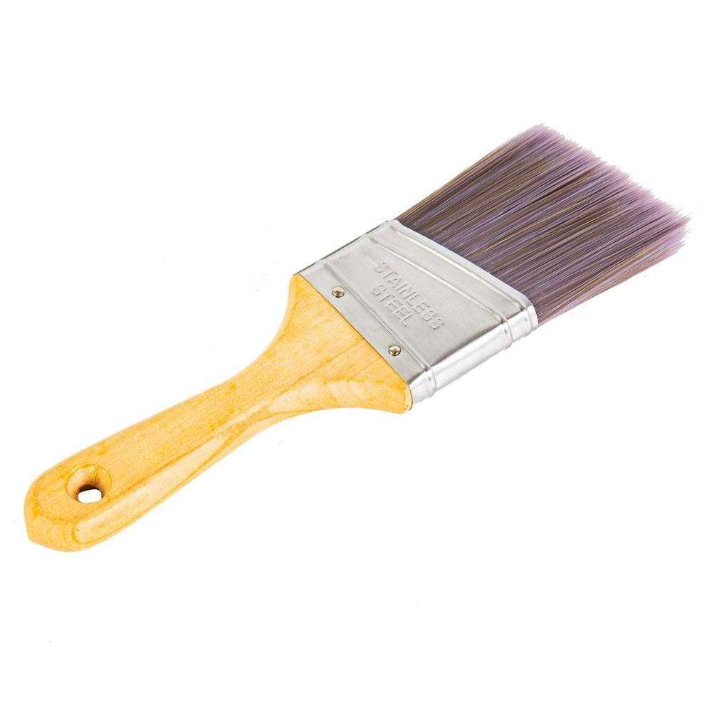 High Quality OEM Double Color 12mm Pbt Filaments Flat Sash Paint Brush With Wooden Handle For Painting