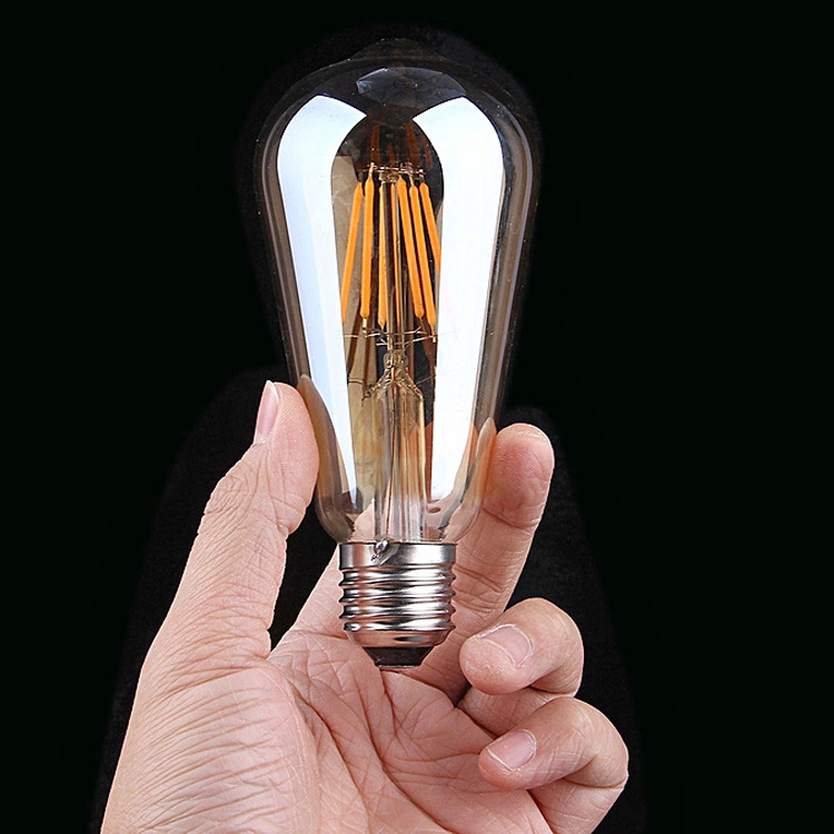 Vintage Amber Glass ST19 LED Light Bulb, Dimmable 40W Replacement led filament bulb Warm Candle, Medium Base