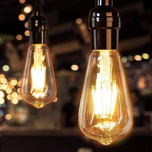 Vintage Amber Glass ST19 LED Light Bulb, Dimmable 40W Replacement led filament bulb Warm Candle, Medium Base