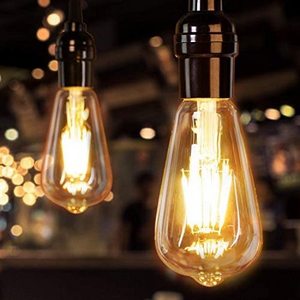 Vintage Amber Glass ST19 LED Light Bulb, Dimmable 40W Replacement led filament bulb Warm Candle, Medium Base