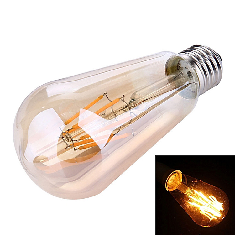 6W Filament LED ST64 Teardrop 3000K Bulb Dimmable led vintage filament bulb based E27