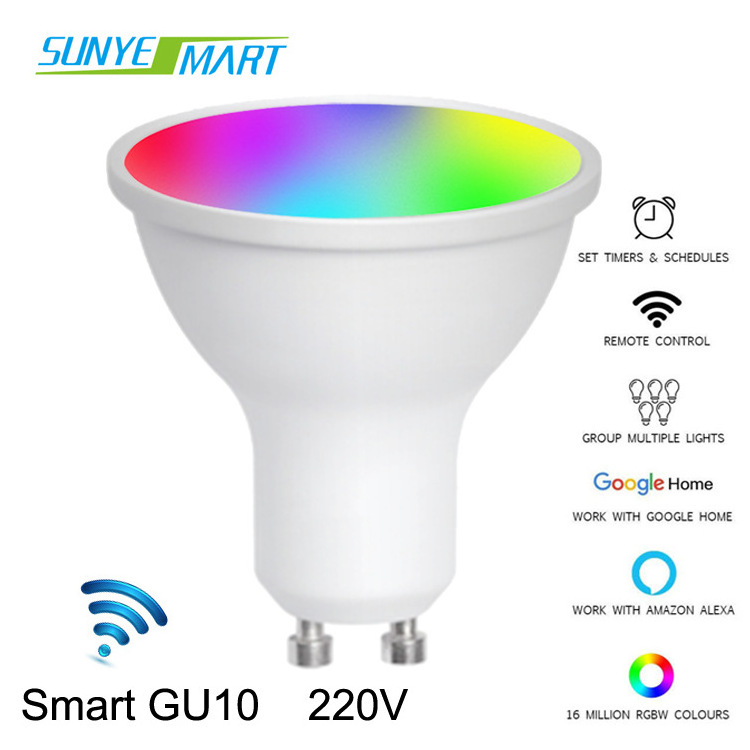 5w Smart Light Led Bulb Dimmable Smart Gu10 Bulb Tunable White Rgb Color Changing Wifi Gu10 Smart Bulb