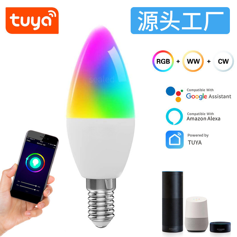 Wholesale Smart Life Dimmable Rgb Led Light Bulb C37 5.5w Smart Rgb Candle Bulb Light