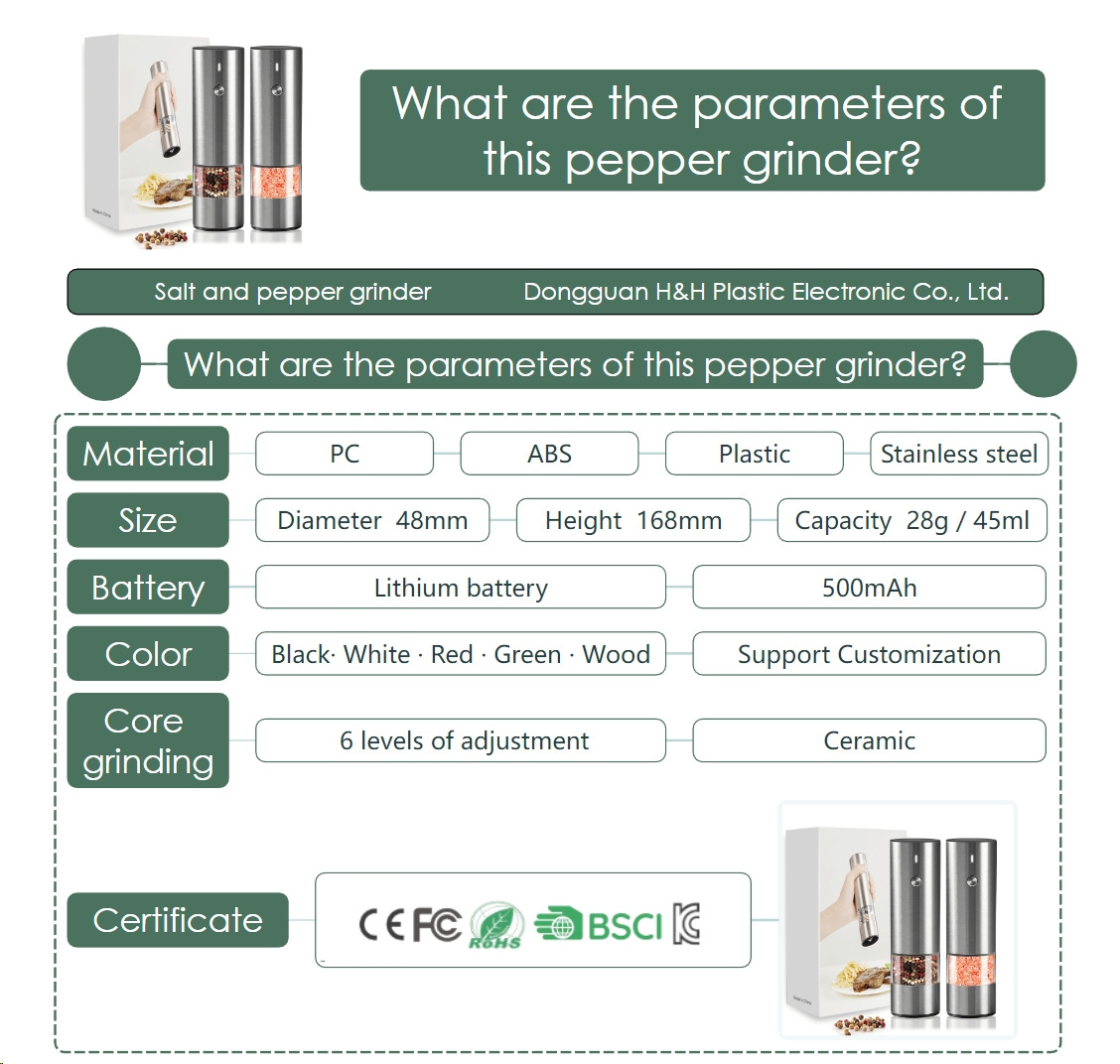 New Innovation Electric Ceramic Salt or Pepper Grinder Set Automatic Seasoning Salt and Pepper Spice Grinder