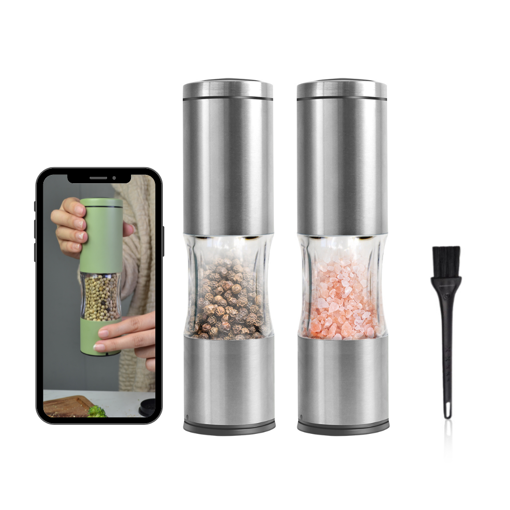 Elegant Adjustable Ceramic Core Stainless Steel Salt And Pepper Grinder Set Pepper Mill Spice Grinder For Kitchenware