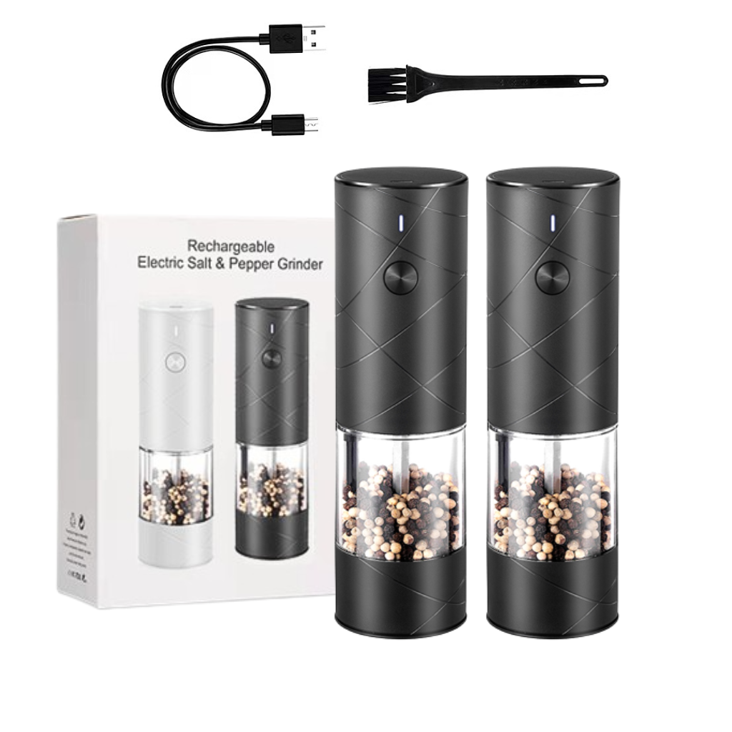 Home Kitchen Table Usb Rechargeable Battery Operated Electric Automatic Spice Salt And Pepper Grinder With Led Light