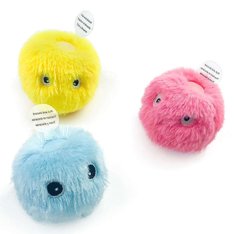 3 Pack Fluffy Plush Cat Chirping Balls Catnip Wall Toys Interactive Cat Kicker Toys