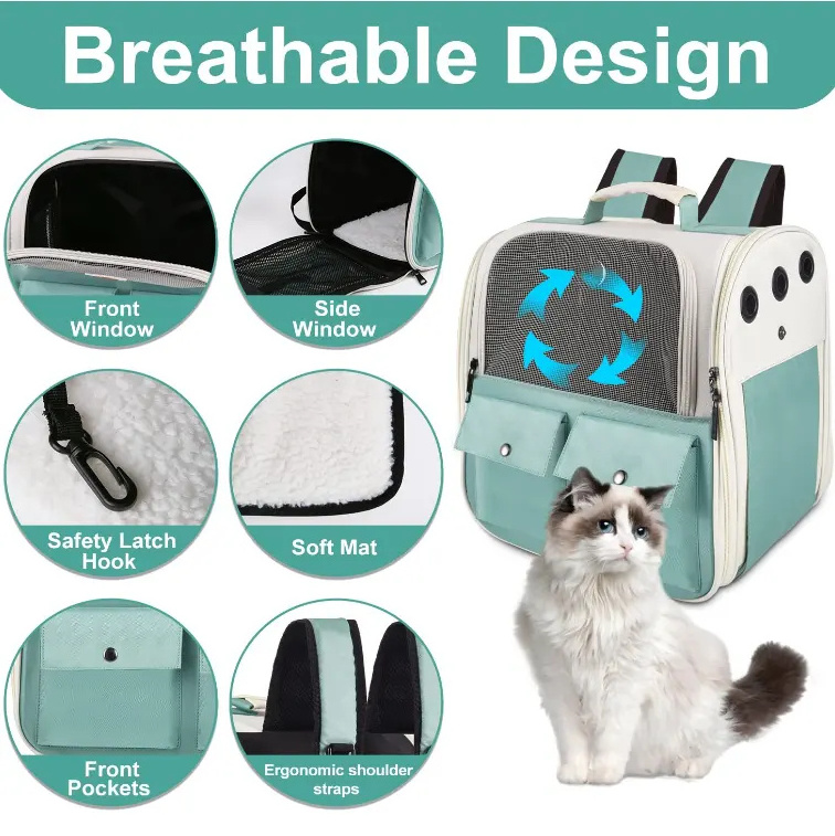 Breathable Pet Backpack Cat Bag for Small Dogs and Cats Outdoor Travel Pet Carriers