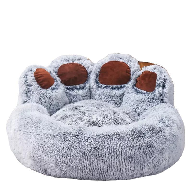 Comfortable Winter Warm Bear Paw Shaped Sleeping Bed for Dogs and Cats Anti Anxiety Dog Bed