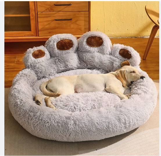 Comfortable Winter Warm Bear Paw Shaped Sleeping Bed for Dogs and Cats Anti Anxiety Dog Bed