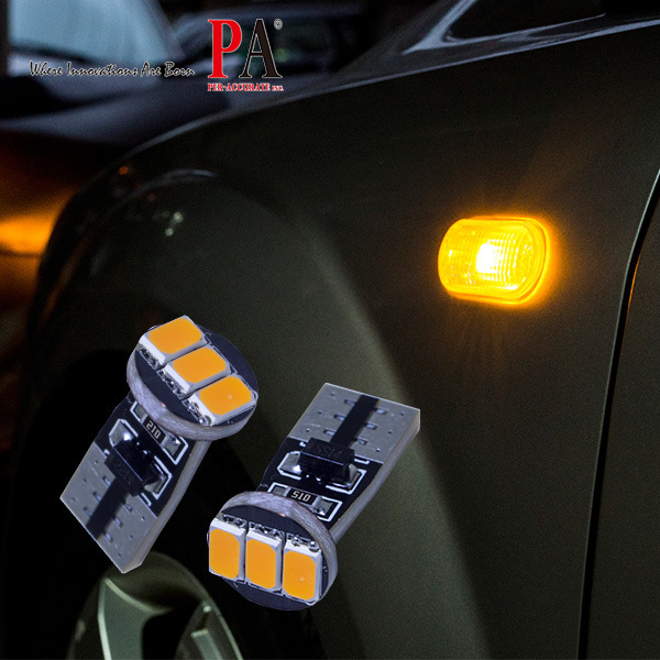 3 SMD 5630 PA Car CANBUS LED T10 w5w 501 Bulb Orange interior tail side light