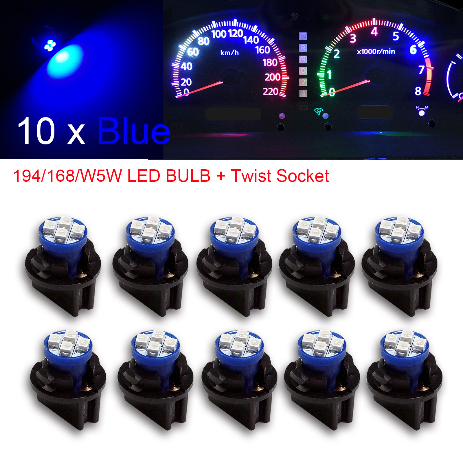 LED T10 168 194  instrument Panel Dash Light 4SMD 3528 Bulb 1/2