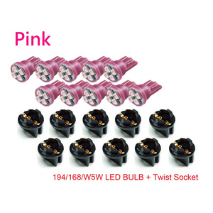 PA LED 10PCS T10 168 194 Led instrument Panel Dash Light Bulb 1/2" Twist Lock Socket -12V 6 colors options