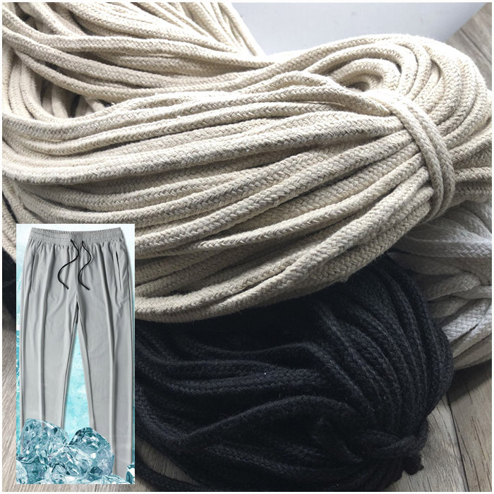 Garment accessory custom length shoe string hoodies pants cotton round drawcord with plastic metal cord ends