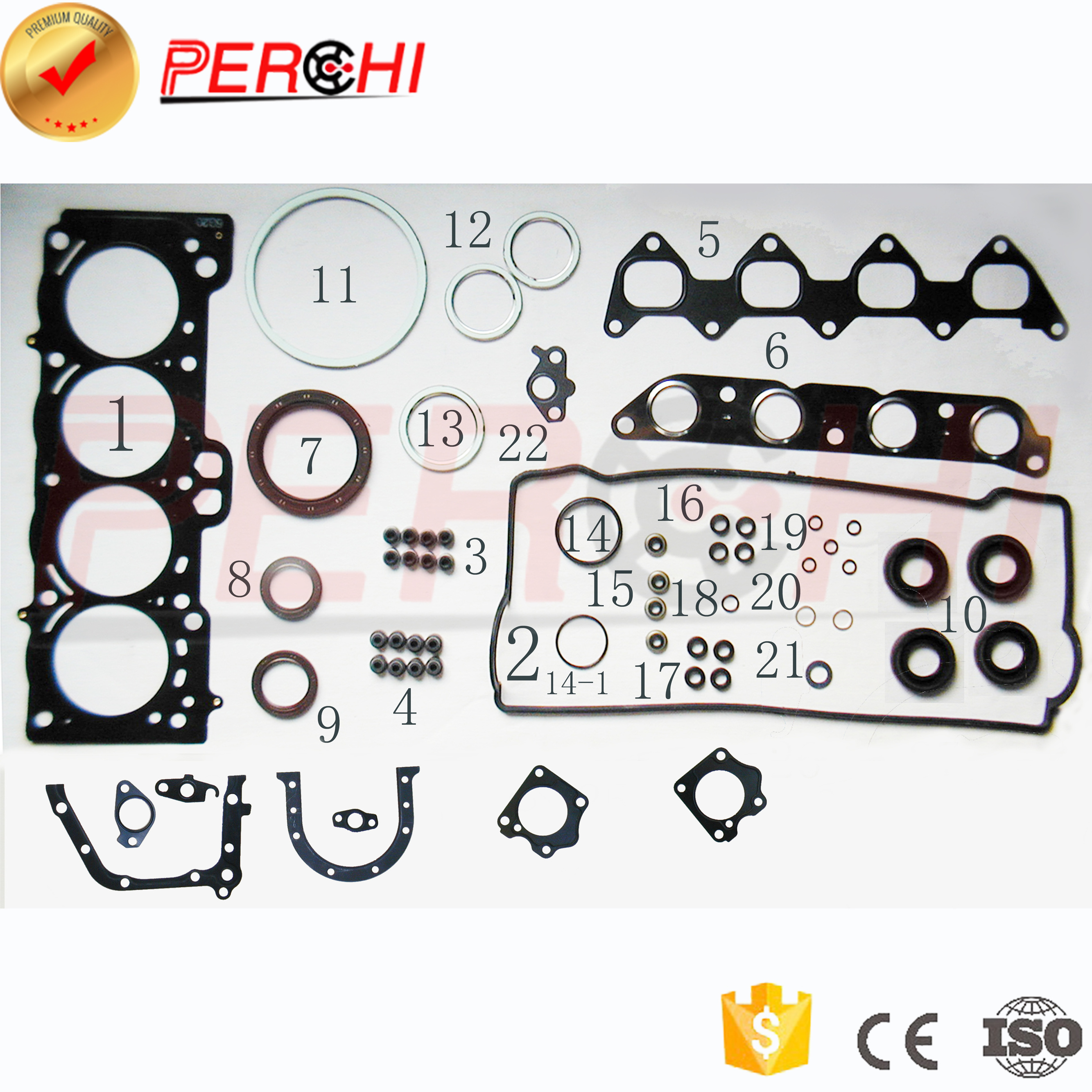 PERCHI Engine 7afe Engine Cylinder Head Gasket Set OEM:04111-16282 For TOYOTA  COROLLA Compact 1.8 GTi 4WD Made In China