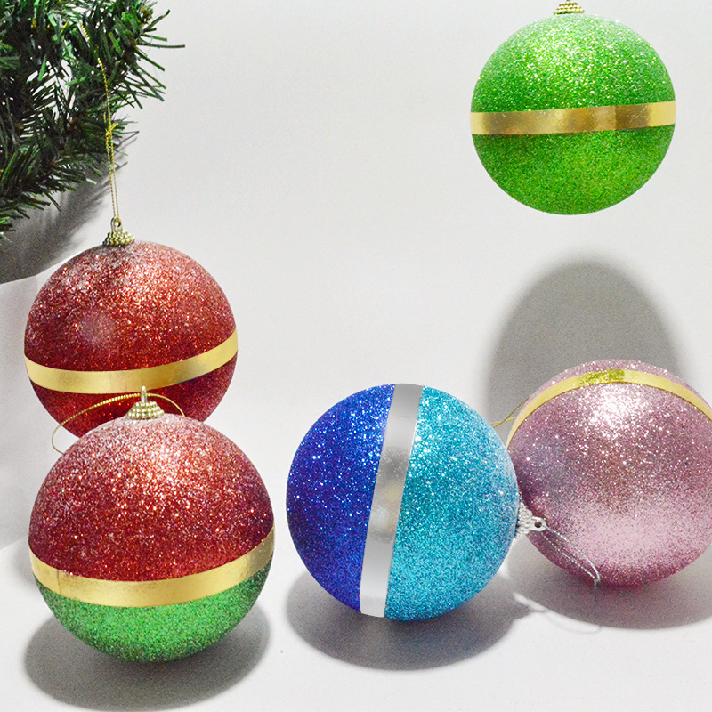 2022 NEW Christmas holiday decoration 10cm glitter powder blow molding Christmas decorations ball hanging