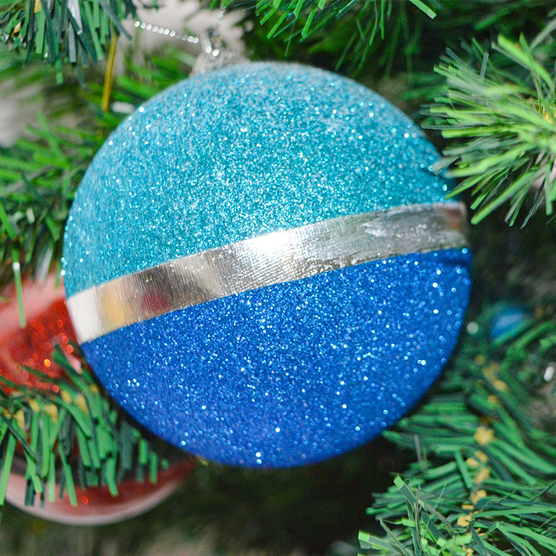 2022 NEW Christmas holiday decoration 10cm glitter powder blow molding Christmas decorations ball hanging