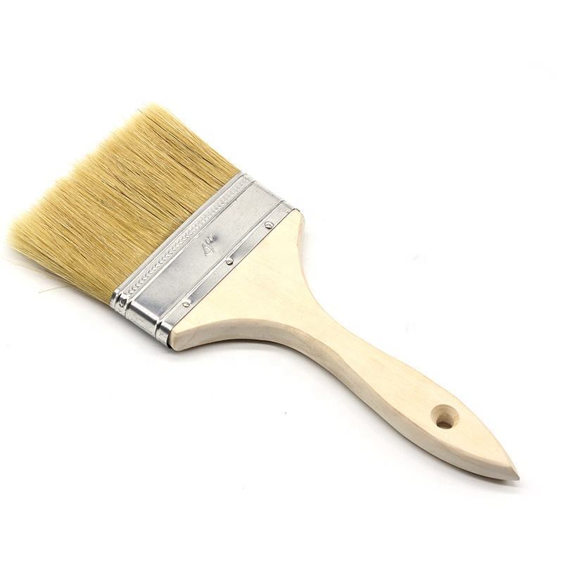 Wholesale Customized  High Quality Wood Handle Wall Painting Natural bristle Original White Paint Brush