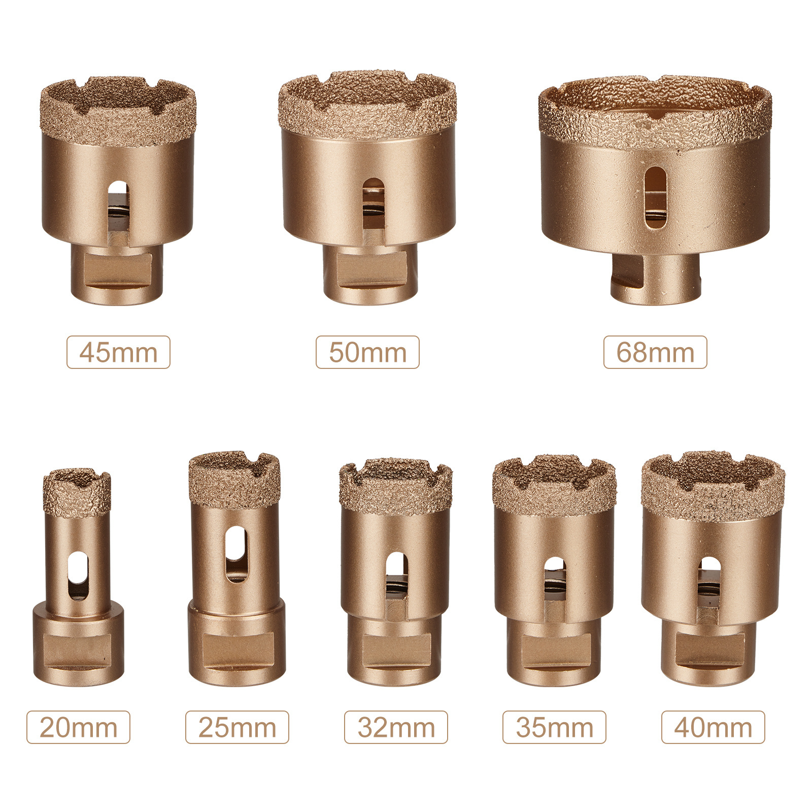 Perfactool 20-68mm M14 Thread Diamond Vacuum Brazed Dry Drilling Core Bits Set For  Crown Porcelain Ceramic Tile