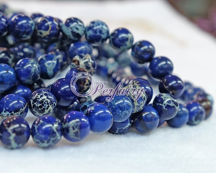 Blue Natural precious Stone Beads 8mm Round gemstone Imperial Jasper beads real stones jewellery