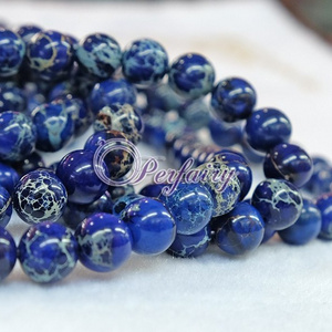 Blue Natural precious Stone Beads 8mm Round gemstone Imperial Jasper beads real stones jewellery