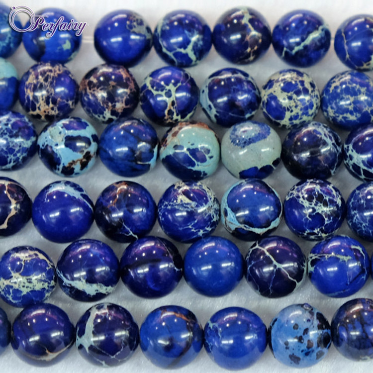 Blue Natural precious Stone Beads 8mm Round gemstone Imperial Jasper beads real stones jewellery