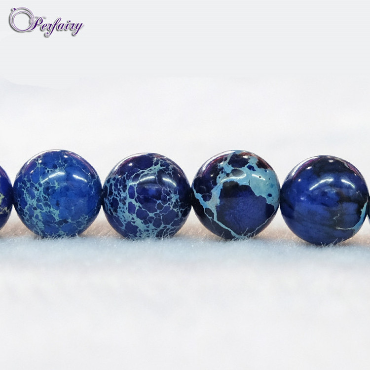 Blue Natural precious Stone Beads 8mm Round gemstone Imperial Jasper beads real stones jewellery