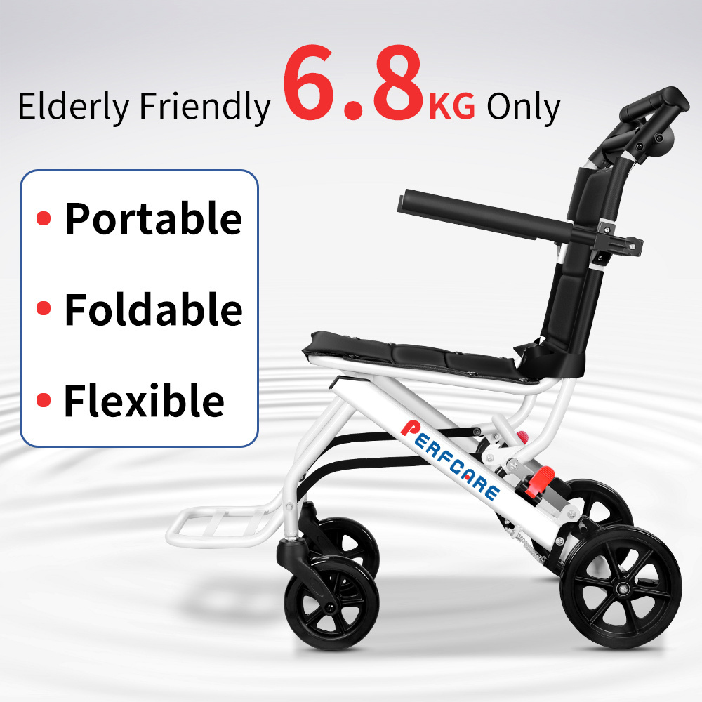 Easy to Fold Portable Lightweight Folding Wheelchair Manual Wheel Chair for Disabled