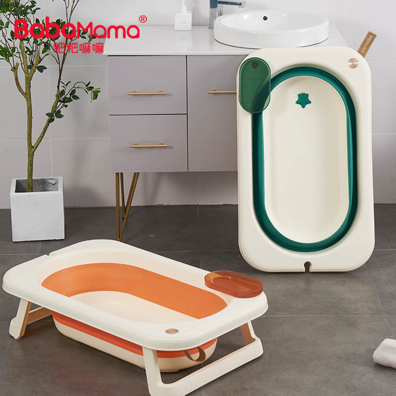 Square Newest Lovely Design Folding Bathtub Plastic Fold Baby Bath Tub With Thermometer Sensing