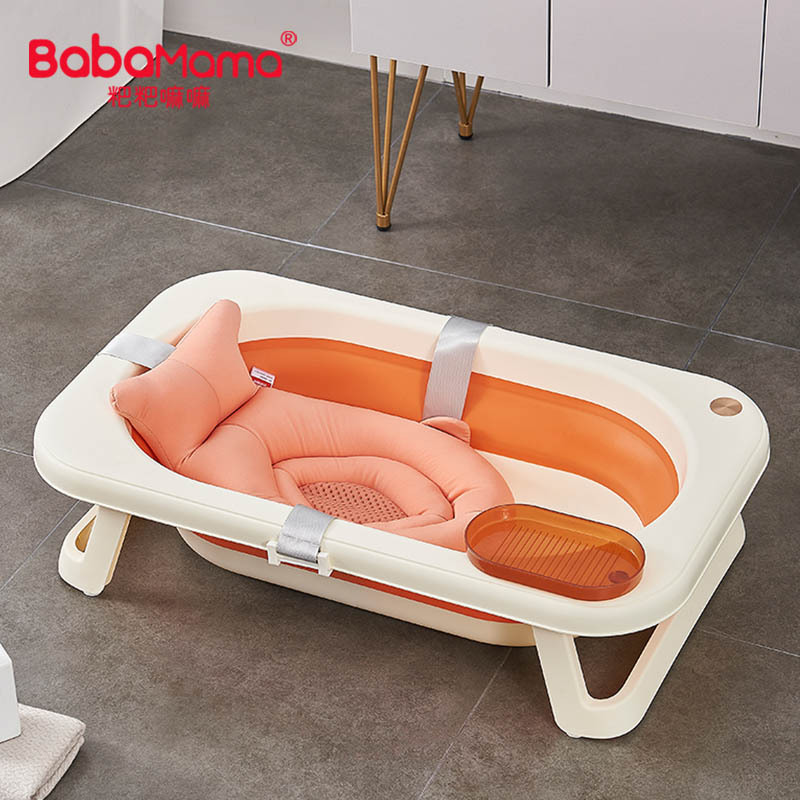 Square Newest Lovely Design Folding Bathtub Plastic Fold Baby Bath Tub With Thermometer Sensing