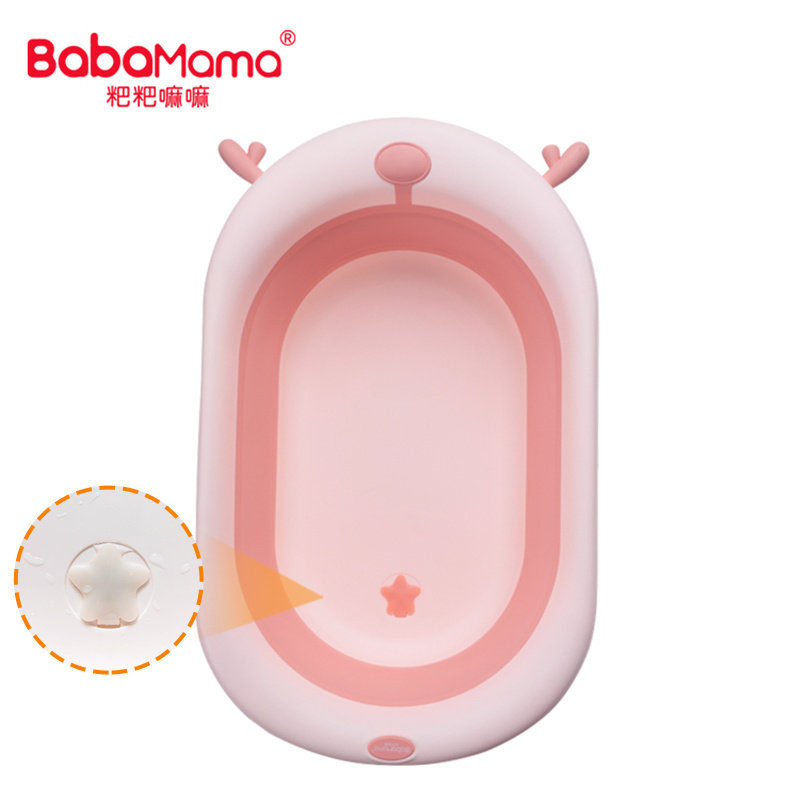 bath & potty Supplies Kids Children Toddler Foldable Bathtub, Newborn Baby Plastic Collapsible Fold Bath Tub With Bath Cushion