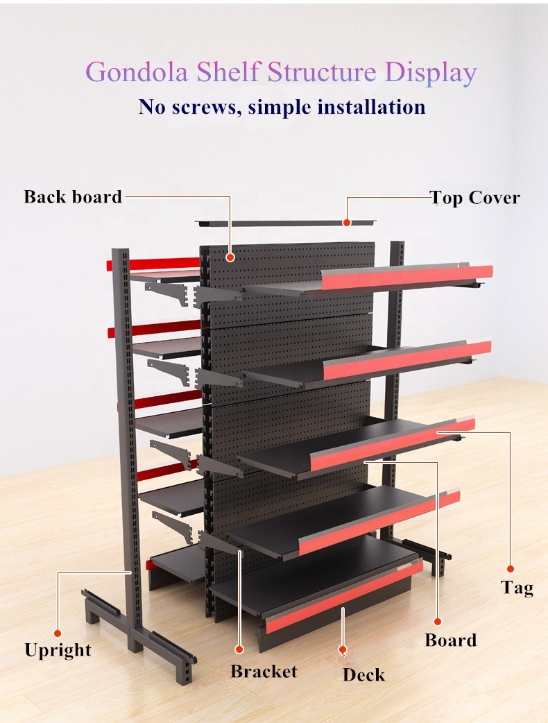 steel supermarket double sided grey shelves display commercial used super shelves for sale